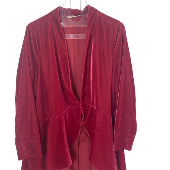 Soft Surroundings Aria Velvet Jacket Large Red Duster Lined Boho Vamp Goth - Picture 2 of 9